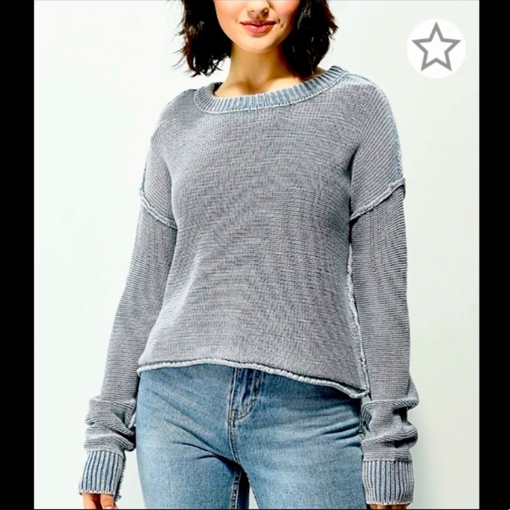 Jolt Blue Wash Drop Shoulder Sweater